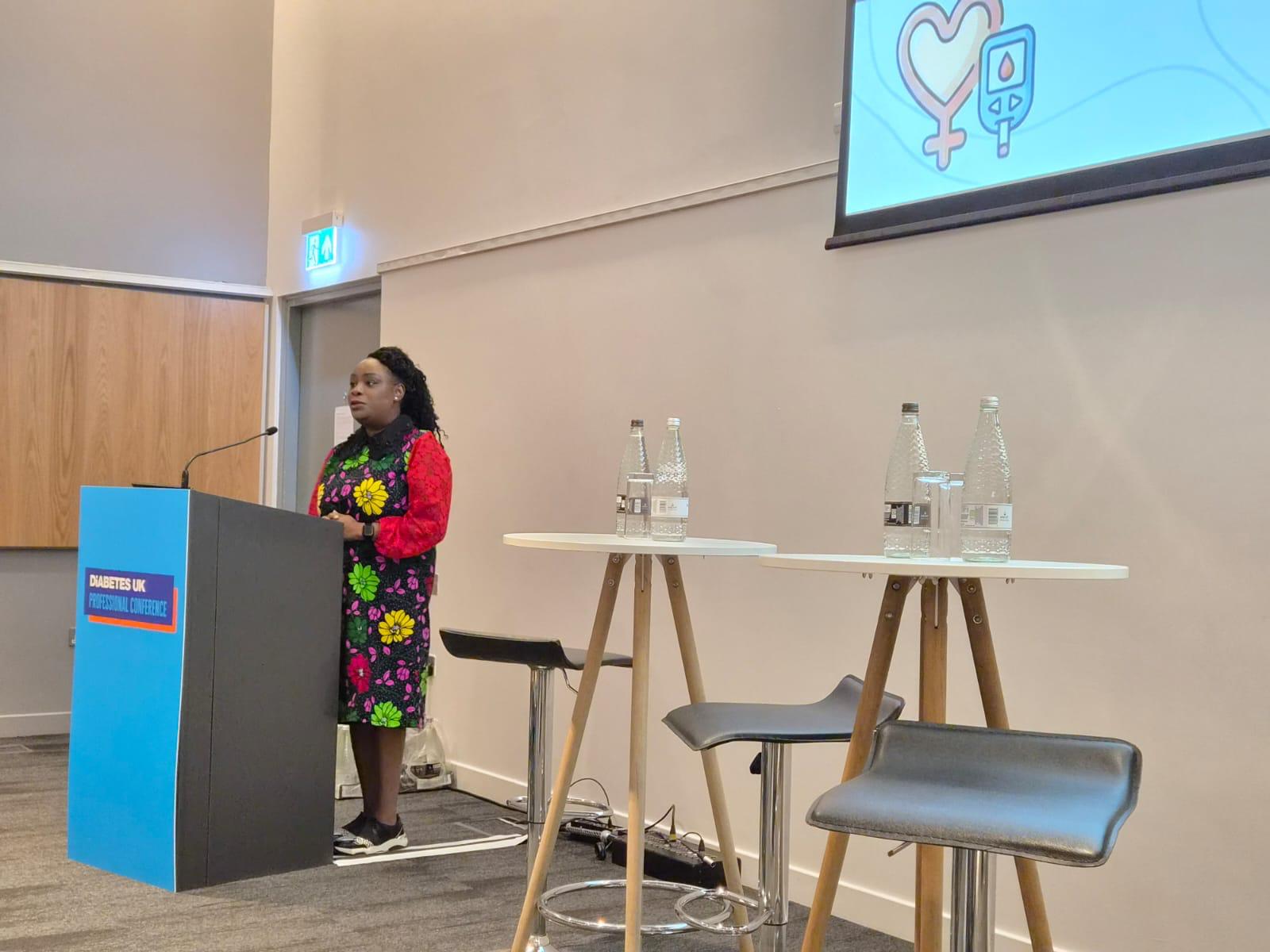 Dr Itunu Johnson speaking at the Diabetes UK Professional Conference